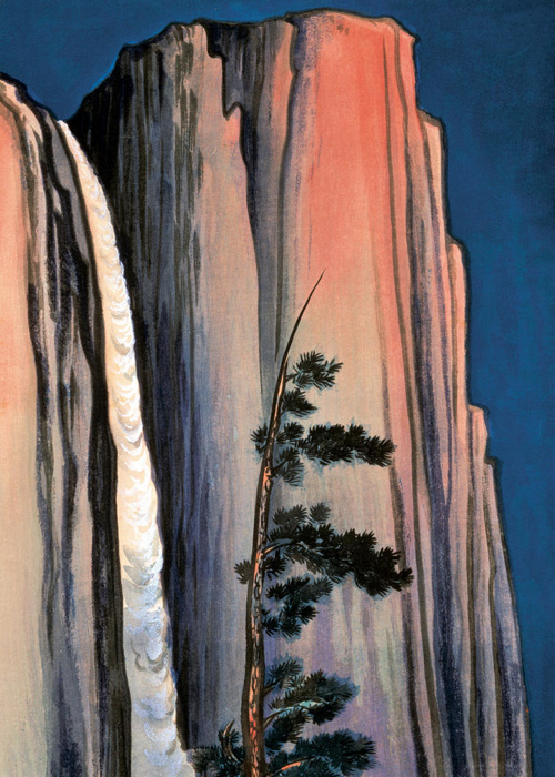 Chiura Obata, Evening Glow of Yosemite Waterfall, Yosemite National Park, California, no. 23 of the World Landscape Series, 1930