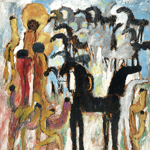 Purvis Young, Angels and Their Horses, 1985