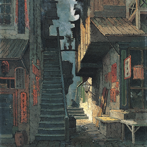Edwin Deakin, Court in Chinatown San Francisco, 1886