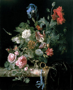 Willem van Aelst - Flowers in a Silver Vase, 1663