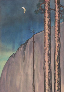 Chiura Obata - Evening Moon, Yosemite, California, from the World Landscape Series, 1930