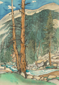 Chiura Obata - Upper Lyell Fork, Near Lyell Glacier, High Sierra, California, 1930