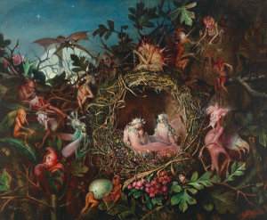John Anster Fitzgerald - Fairies in a Bird's Nest, about 1860