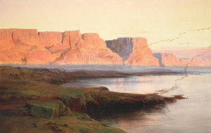 Edward Lear - The Rocks at Kasr-es-Saad, 1856