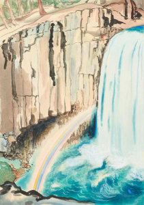 Chiura Obata - Rainbow Waterfall, Inyo National Forest, California, 1930