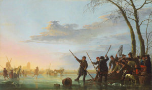 Aelbert Cuyp - Fishing Under the Ice on the Maas, mid-1650s