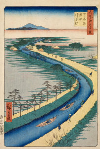 Utagawa Hiroshige - Tow Boats on the Canal by the Yotsugi Road, 1857