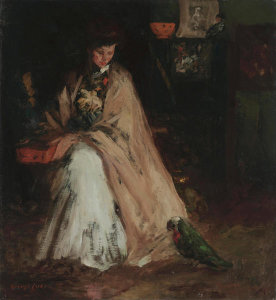 George Benjamin Luks - Woman with Parrot, ca. 1896–1900