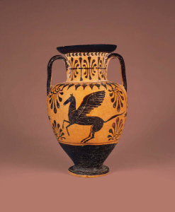 Close to the Painter of the Dancing Satyrs - Neck amphora, Etruscan, ca. 490 BC