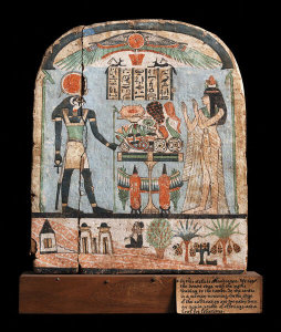 Egypt, Third Intermediate Period - Religious stela of Djedamunesankh, daughter of Djed-Djhutj-Iuf-Ankh, Dynasty 22