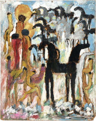 Purvis Young - Angels and Their Horses, 1985