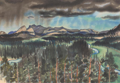 Chiura Obata - Before Thunderstorm, Tuolumne Meadow, High Sierra, California, 1930