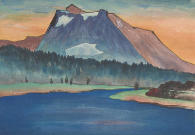 Chiura Obata - Sundown at Tioga, Tioga Peak, High Sierra, California, 1930