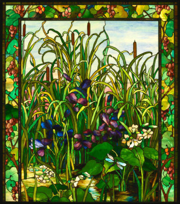 Lederle and Geissler - Iris, Lily and Cattail Window, ca. 1904