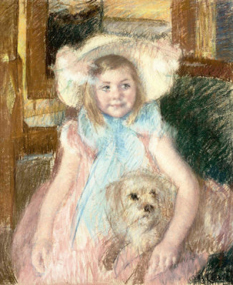 Mary Cassatt - Sara in a Large Flowered Hat, Holding Her Dog, ca. 1901