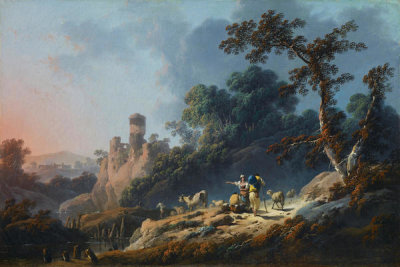 Jean-Baptiste Pillement - Landscape with Travelers and a Ruin, late 18th century
