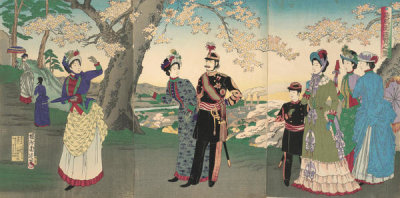 Yoshu Chikanobu - Imperial Party Visits the Park at Asuka, 1888