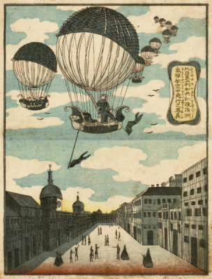 Yoshitora Utagawa - Balloons in Flight in the United States of North America, from the series People of Foreign Lands