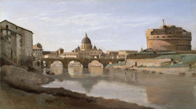 Jean-Baptiste-Camille Corot - View of Rome: The Bridge and Castel Sant'Angelo with the Cupola of Saint Peter's, 1826–1827